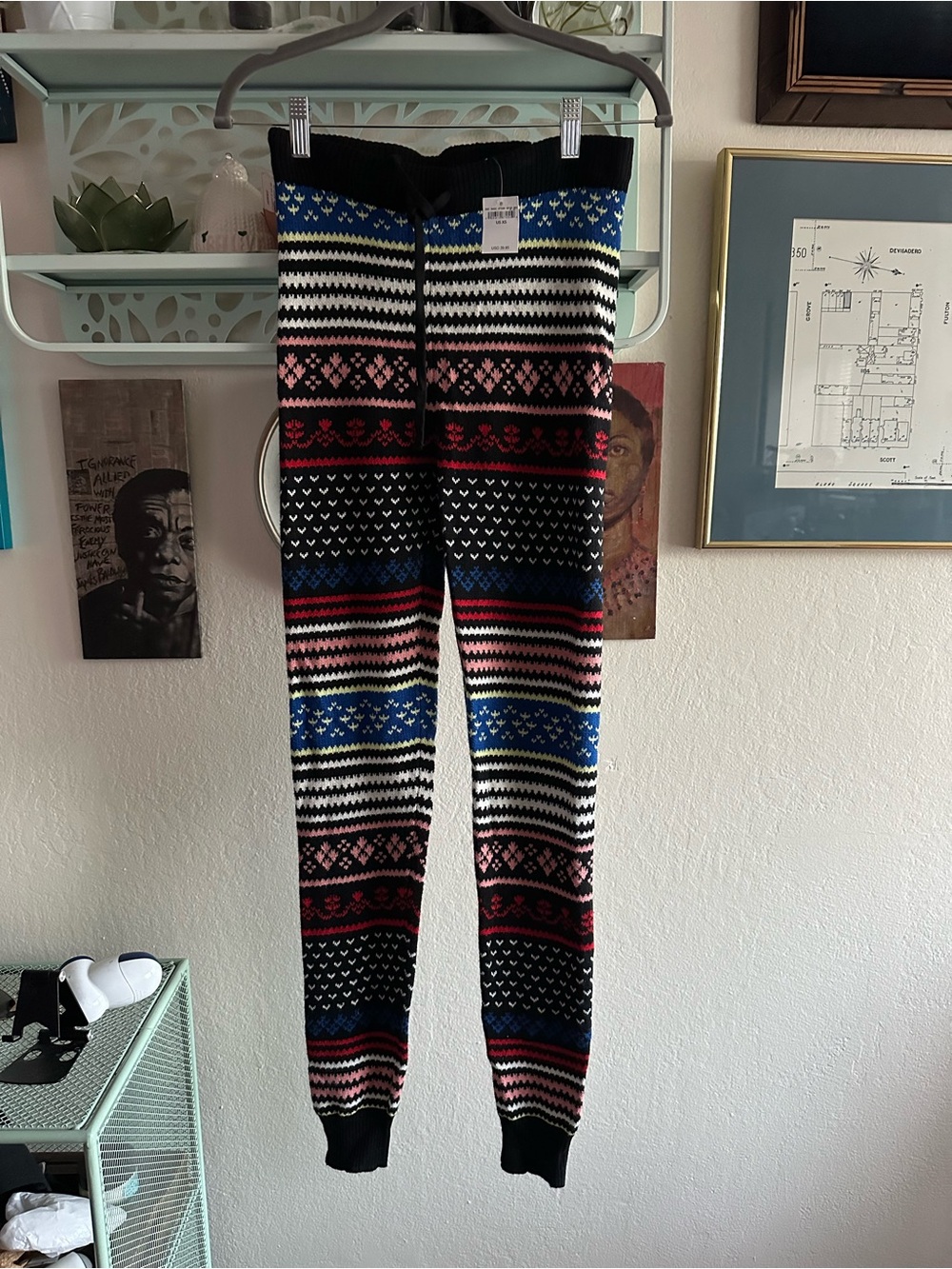 American Eagle Outfitters Fair Isle Knit Joggers - Black, Blue, Pink